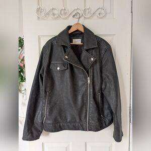 Universal Thread Charcoal Faux Leather Biker Jacket L